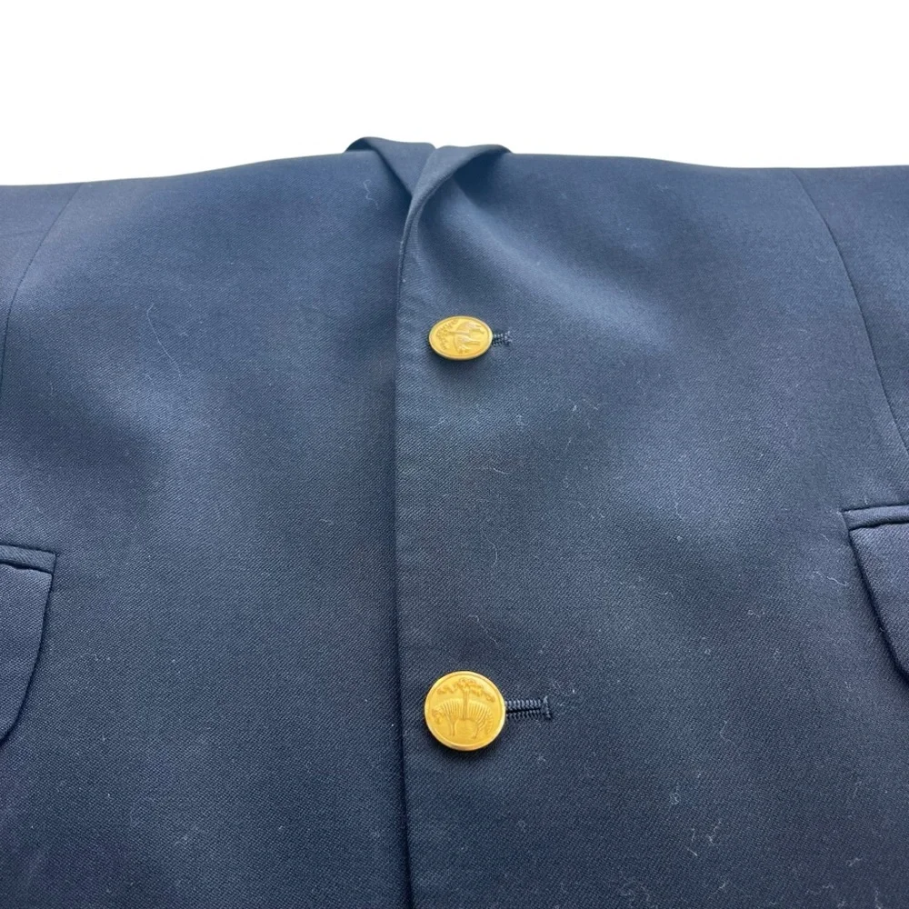Brooks Brothers Brooksease Mens Size 42L Navy Blue Gold Buttons 100% Wool Blazer